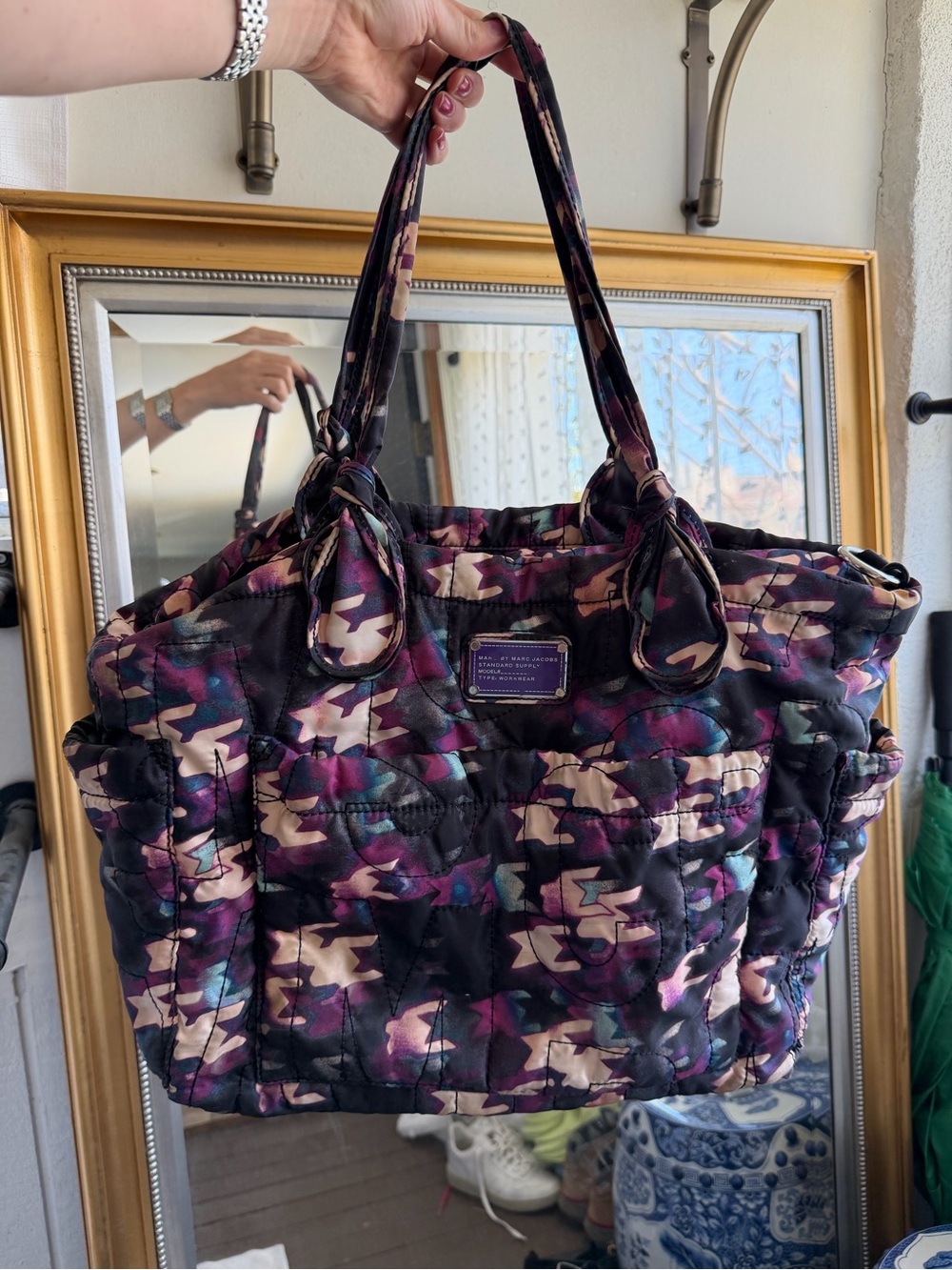 Marc by Marc Jacobs Quilted Camouflage Tote in Purple Pink